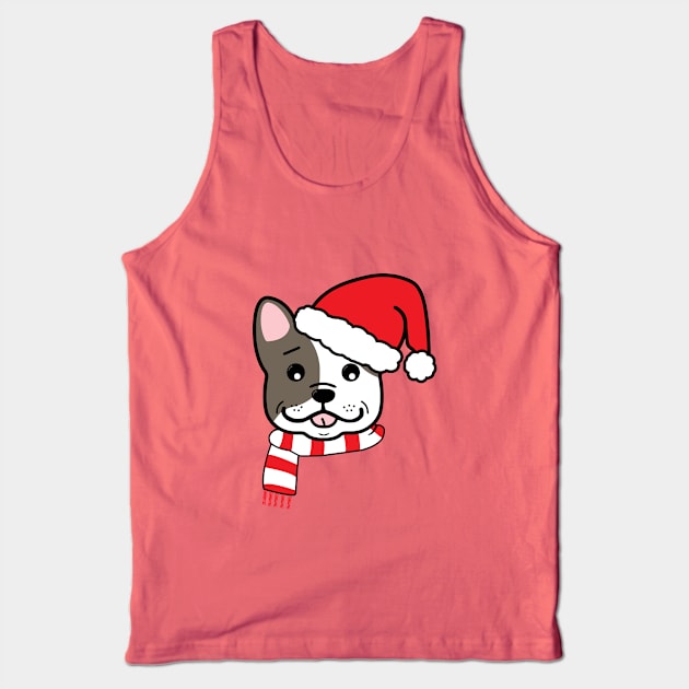 Christmas French Bulldog In Santa Hat Cute Holiday Dog Tank Top by KevinWillms1